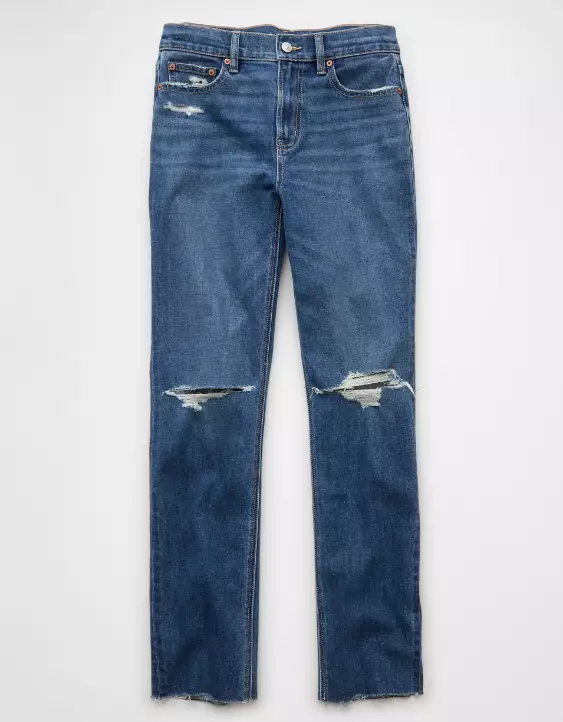 AE Stretch Ripped Super High-Waisted Straight Jean - Image 3