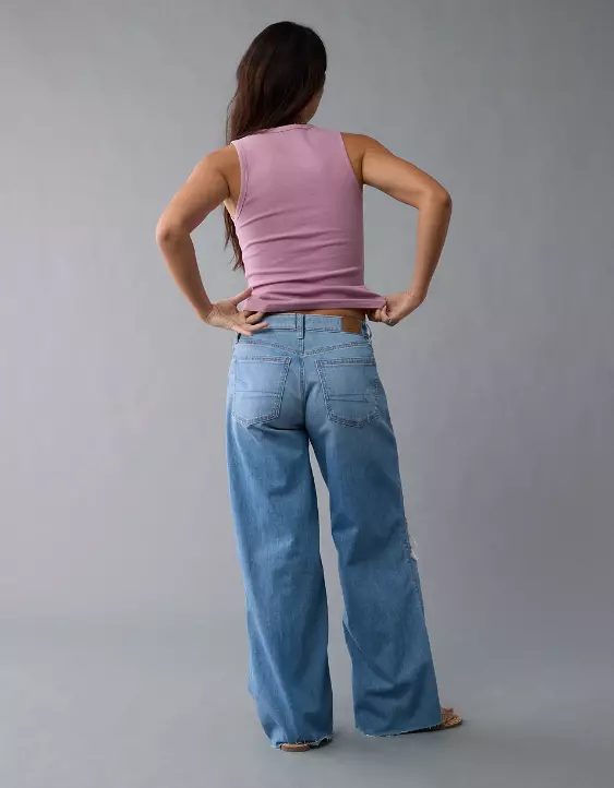 AE Dreamy Drape Stretch Ripped Low-Rise Baggy Wide-Leg Jean - Image 2