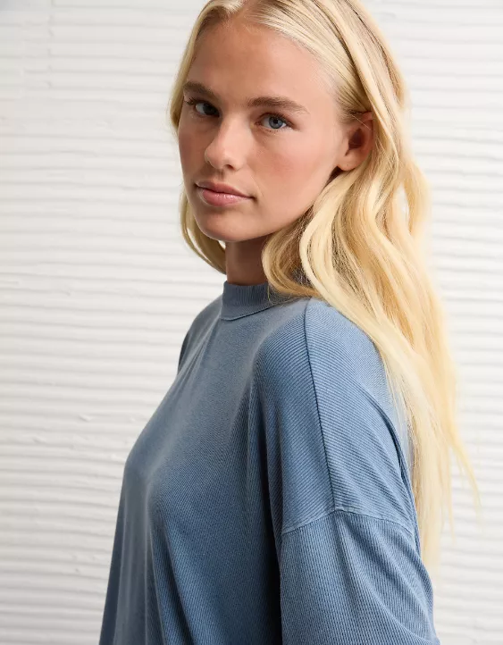 AE Soft & Sexy Long Sleeve Mockneck T-Shirt - Image 6