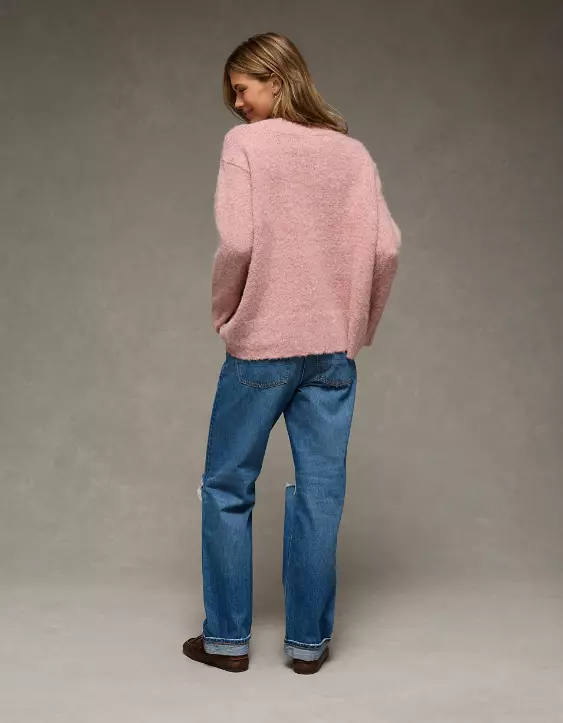 AE Oversized Faux Mohair Wide Cuff Sweater - Image 2