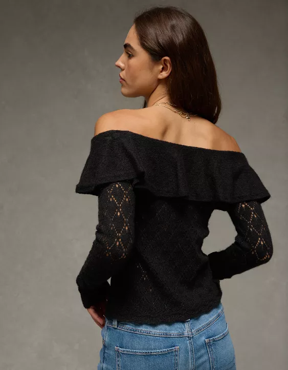 AE Ruffle Off-The-Shoulder Sweater - Image 2