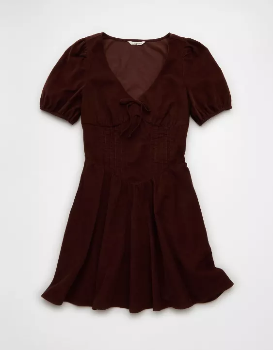 AE V-Neck Corduroy Mini Dress - Image 3