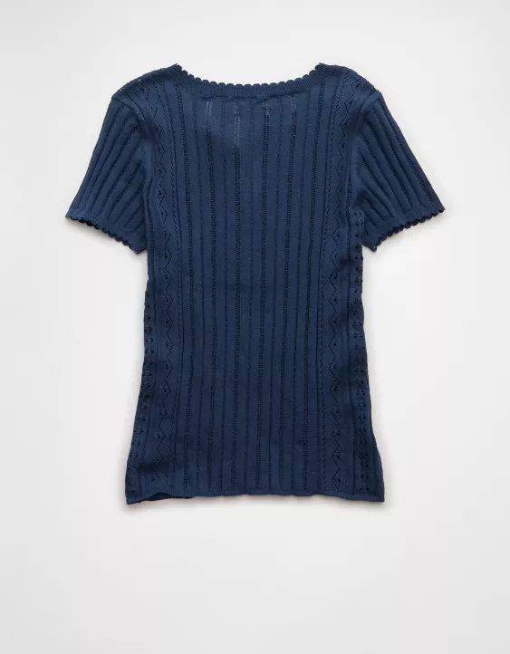 AE Henley Pointelle Sweater T-Shirt - Image 4