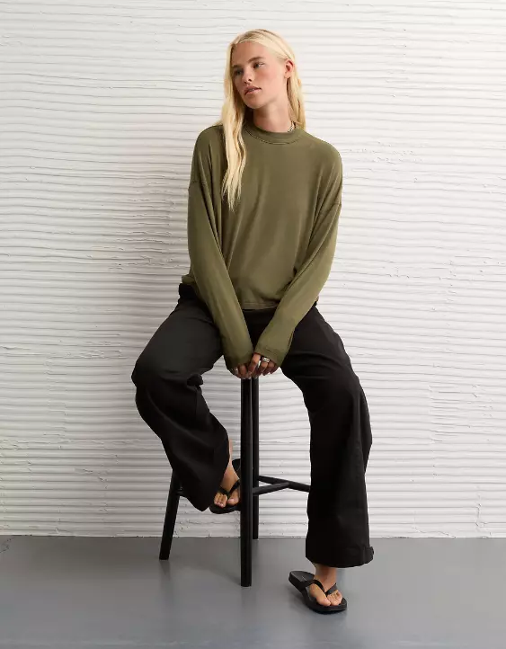 AE Soft & Sexy Long Sleeve Mockneck T-Shirt - Image 5
