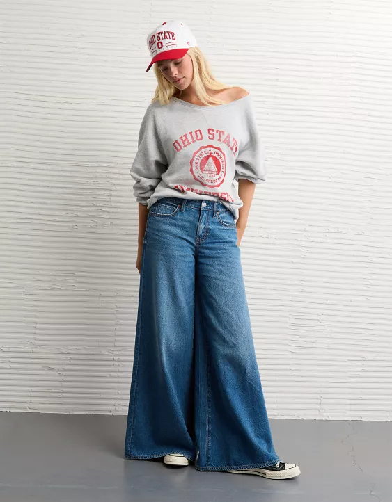 AE Ohio State Buckeyes Graphic Off The Shoulder Sweatshirt - Image 5