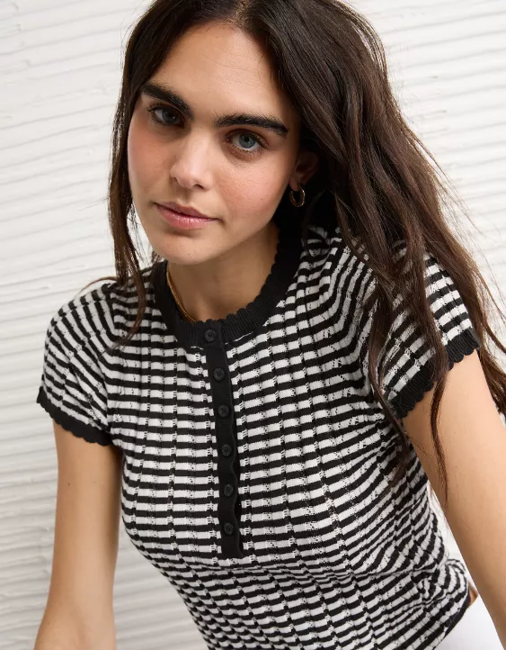 AE Henley Pointelle Sweater T-Shirt - Image 7