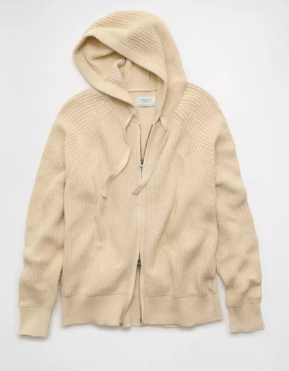 AE Zip-Up Shaker Stitch Sweater Hoodie - Image 3