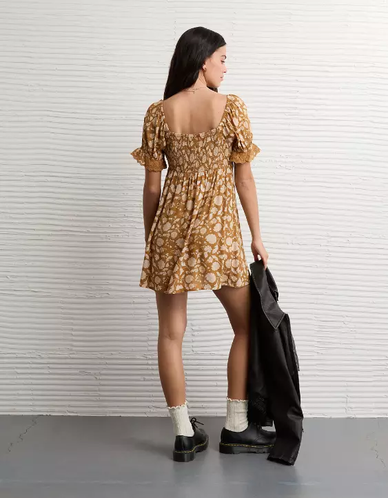 AE Printed Lace Tie Front Mini Dress - Image 2