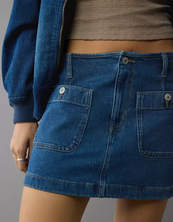 AE Stretch Low-Rise A-Line Denim Mini Skirt - Image 7