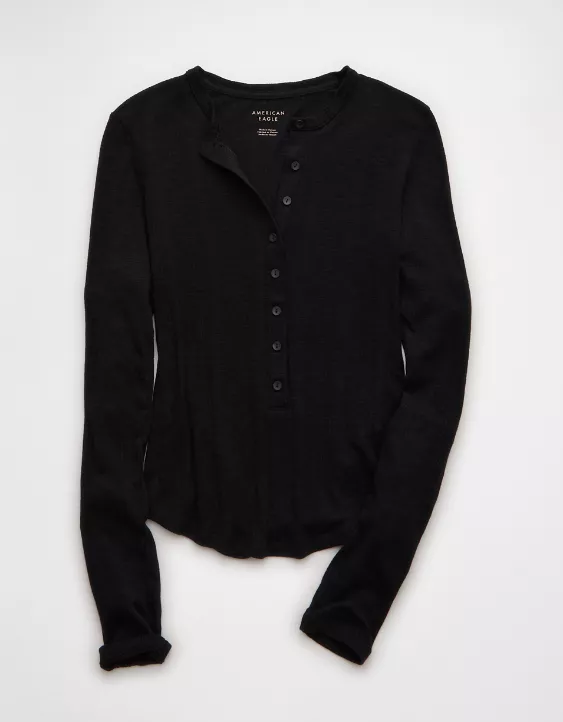 AE Long Sleeve Henley T-Shirt - Image 3