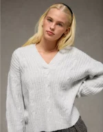 AE Whoa So Soft Notch Neck Cable Sweater