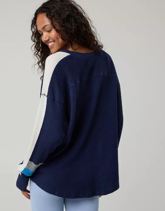 OFFLINE By Aerie Wow! Waffle Notch Neck Long Sleeve T-Shirt - Image 2