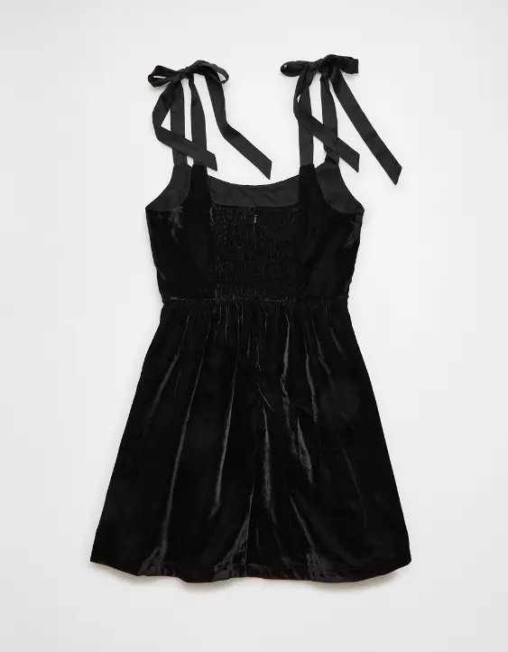 AE Tie-Strap Velvet Mini Dress - Image 4