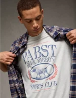 AE Boxy Pabst Blue Ribbon Graphic T-Shirt