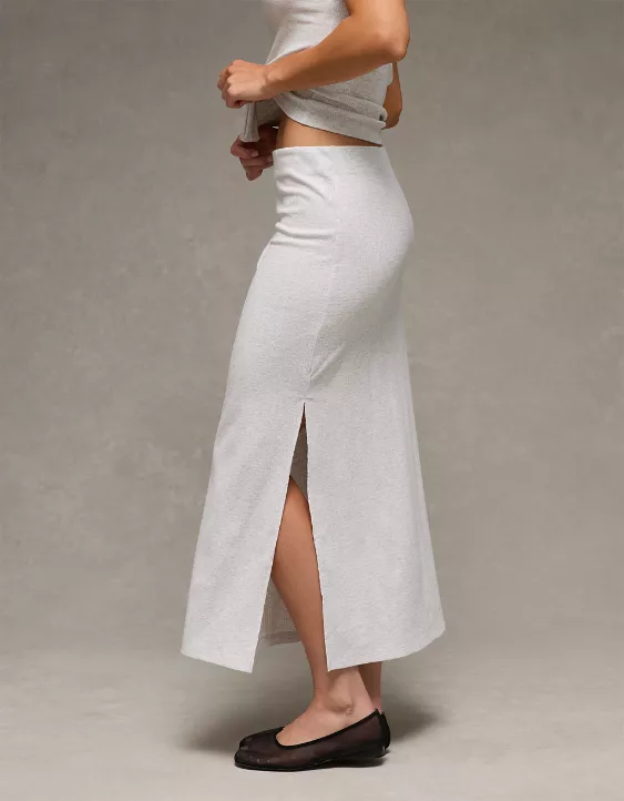 AE High-Waisted Ribbed Knit Maxi Skirt - Image 5