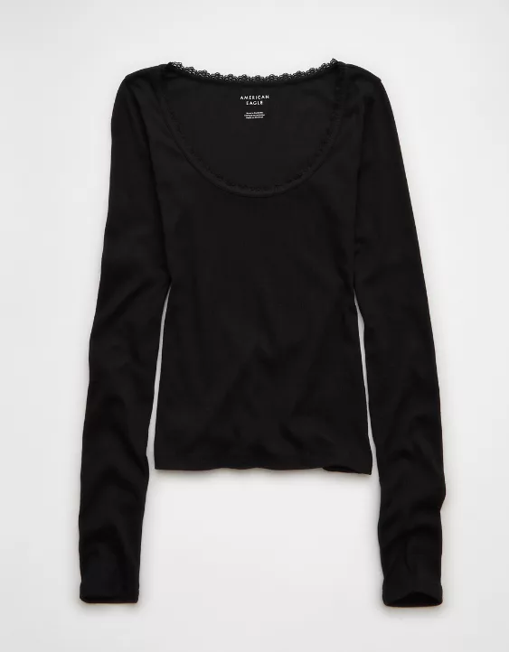 AE Lace-Trim Long Sleeve T-Shirt - Image 4