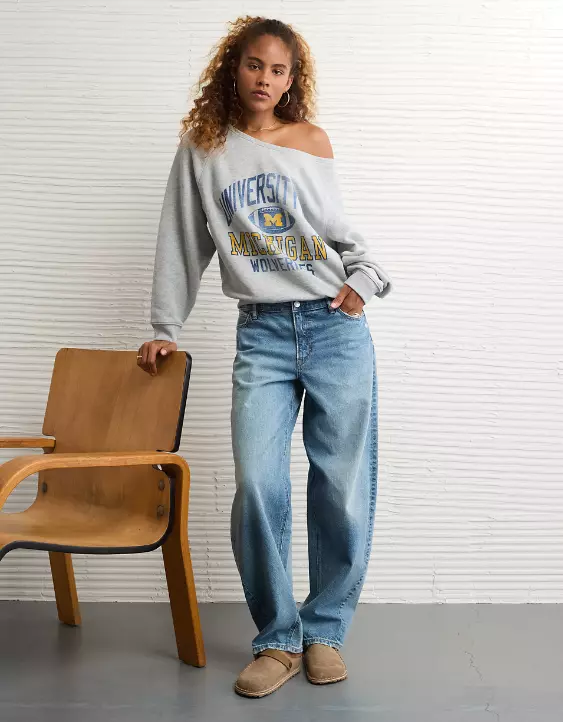 AE Michigan Wolverines Graphic Off The Shoulder Sweatshirt - Image 5