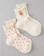 AE Valentine's Day Cropped Crew Socks 2-Pack
