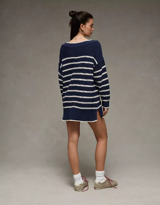 AE Striped Boat Neck Mini Sweater Dress - Image 2