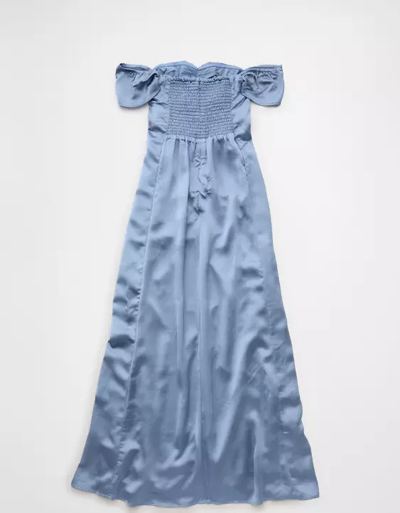 AE Satin Sweetheart Off-The-Shoulder Maxi Dress - Image 5