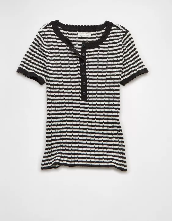 AE Henley Pointelle Sweater T-Shirt - Image 3