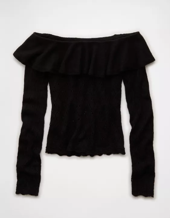 AE Ruffle Off-The-Shoulder Sweater - Image 3