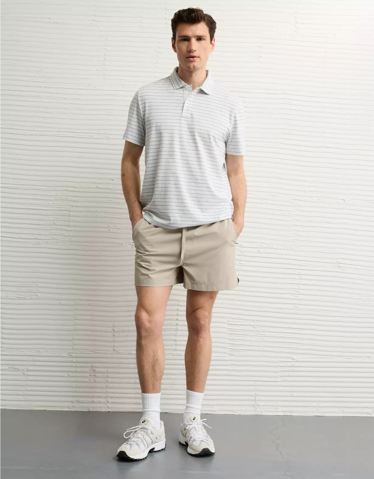 AE 24/7 Club Logo Striped Polo Shirt