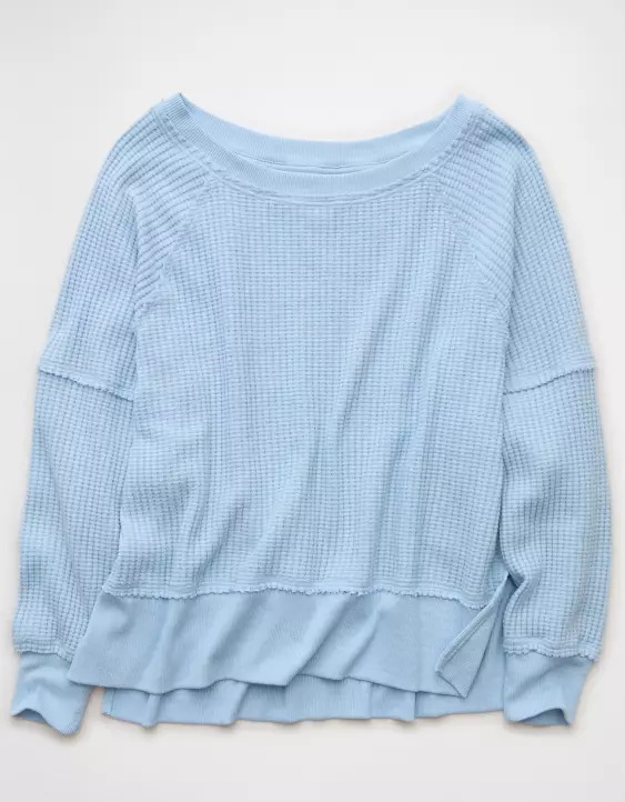 AE Big Hug Off-The-Shoulder Waffle Sweatshirt - Image 3