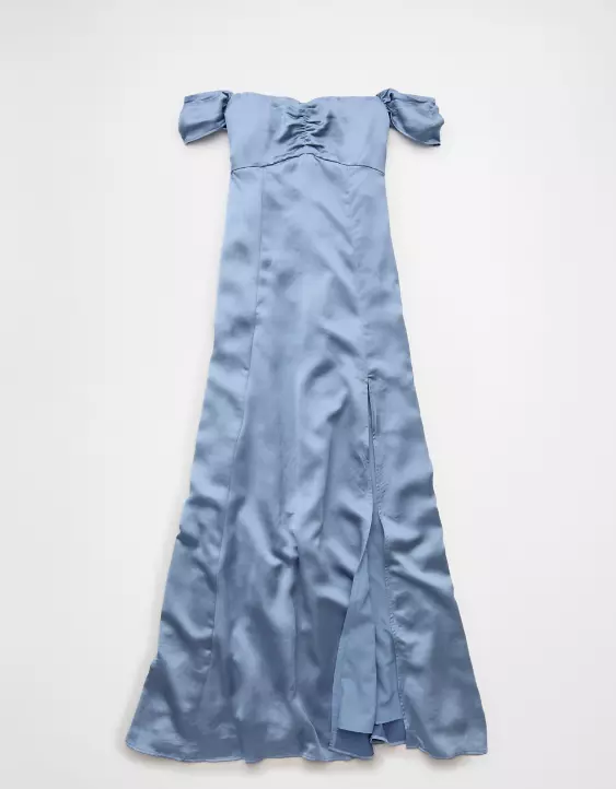 AE Satin Sweetheart Off-The-Shoulder Maxi Dress - Image 4