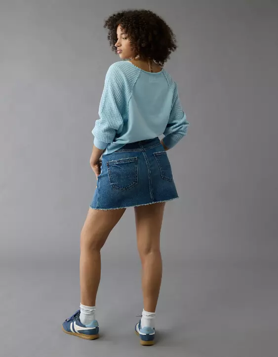 AE Stretch Curvy High-Waisted Perfect Denim Mini Skirt - Image 2