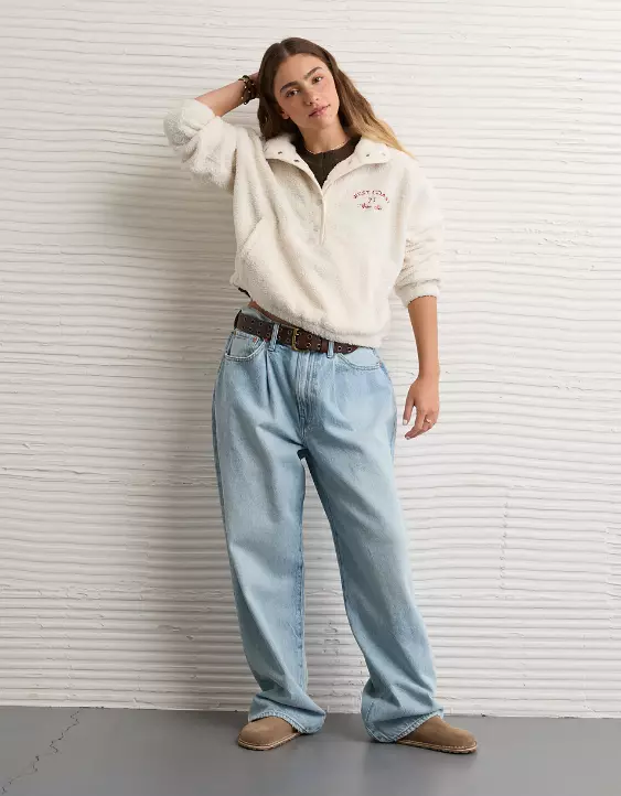 AE Sherpa Fleece Graphic Henley Sweatshirt - Image 5