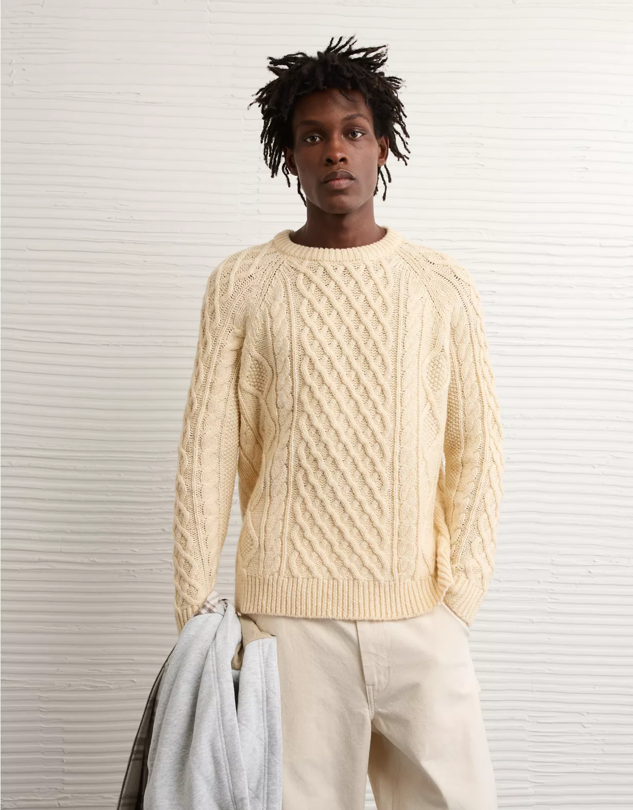AE Cable Knit Crew Neck Sweater