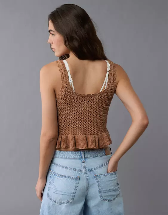 AE Crochet Peplum Tank Top - Image 2