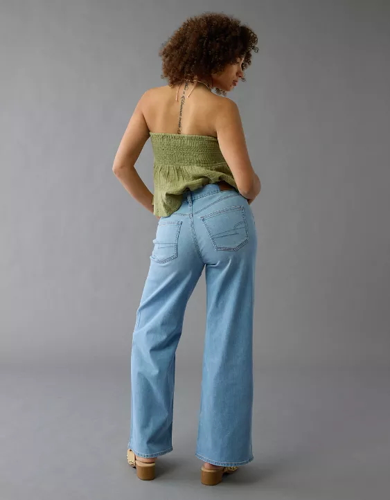 AE Dreamy Drape Stretch Curvy Super High-Waisted Baggy Wide-Leg Jean - Image 2