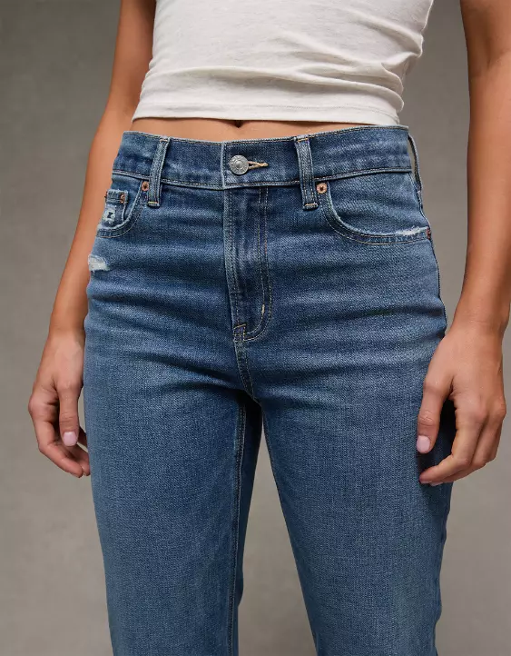 AE Stretch Ripped Super High-Waisted Straight Jean - Image 6