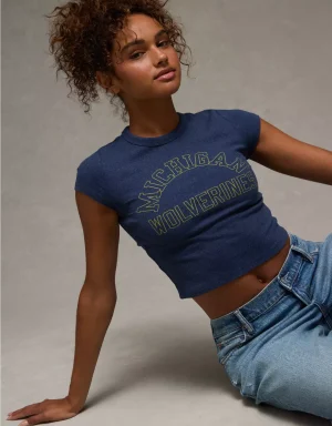 AE Michigan Wolverines Graphic Cropped Baby Tee