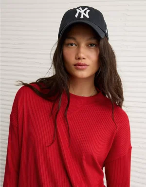 AE Long-Sleeve Waffle Plush Crew Neck Tee