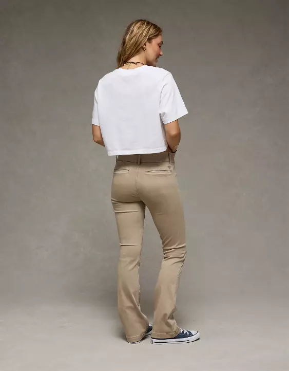 AE Stretch Low-Rise Kick Bootcut Khaki Pant - Image 2