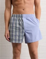 AEO Men's Plaid Stretch Poplin Pocket Boxer Short