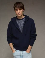 AE Zip-Up Shaker Stitch Sweater Hoodie