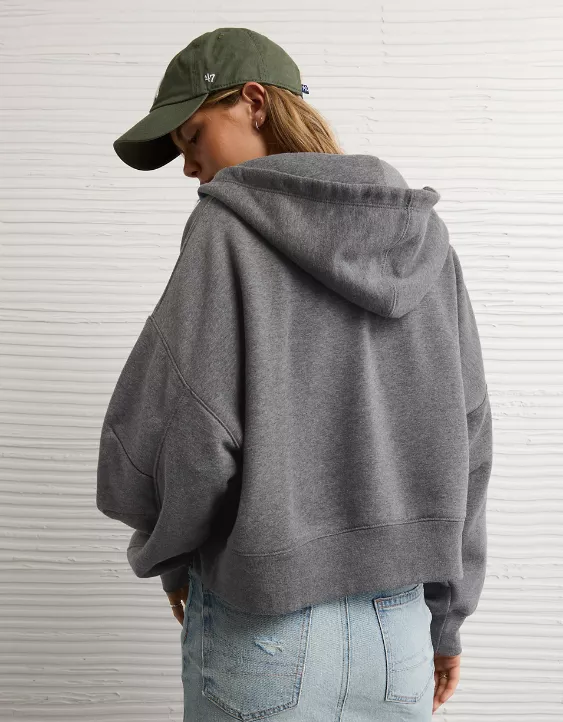 AE Everyday Luxe Barrel Sleeve Full Zip Hoodie - Image 2