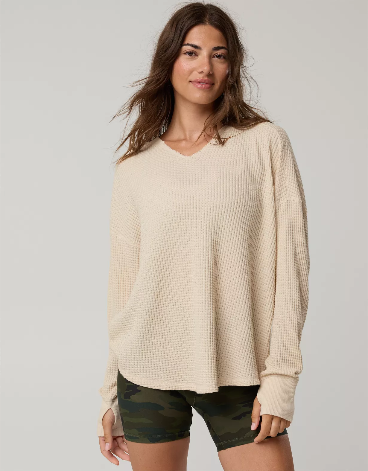 OFFLINE By Aerie Wow! Waffle Notch Neck Long Sleeve T-Shirt