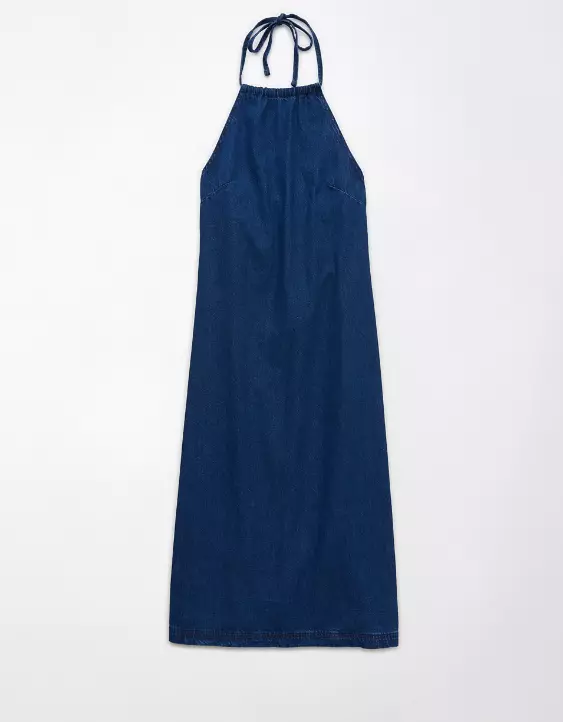AE Denim Halter Shift Midi Dress - Image 3