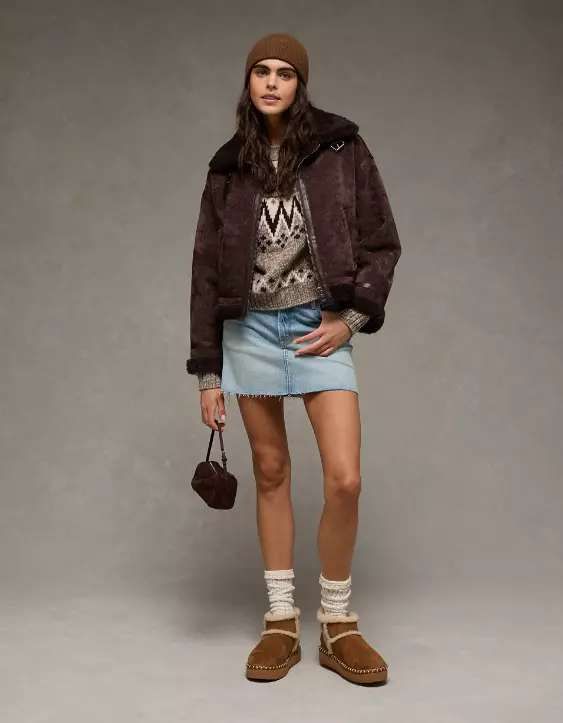 AE Cropped Corduroy Bomber Jacket - Image 5